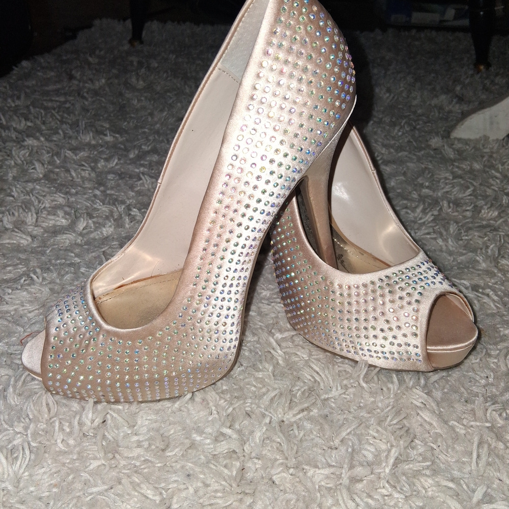 Jennifer Lopez Rhinestone Peep-Toe Heels